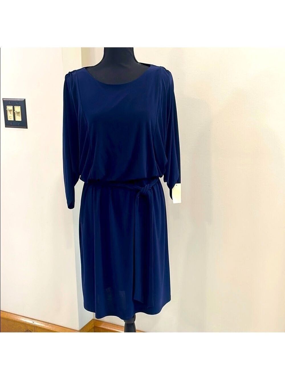 Coldwater Creek NWT Navy Blue Knit Blouson Dress size 8